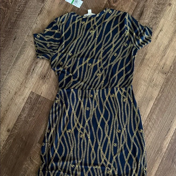 Michael Kors Navy and Gold Chain Pattern Dress - Picture 7 of 8